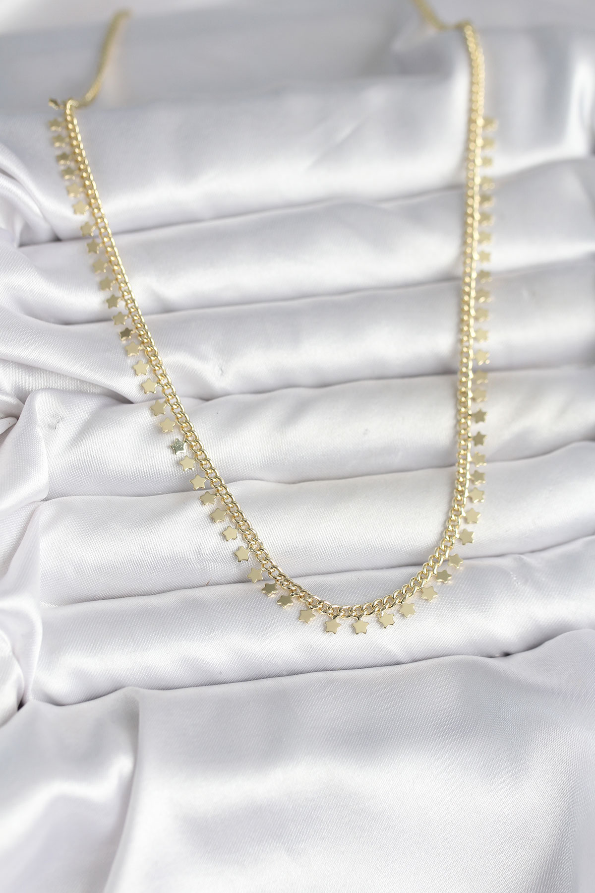 Pirinç Gold Renk Sıralı Yıldız Kadın Kolye