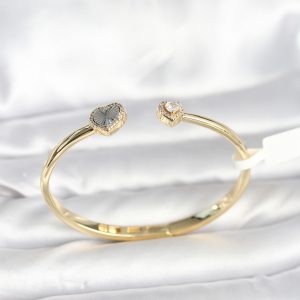 Pirinç Gold Renk Kalpli Model Kadın Kelepçe Bileklik