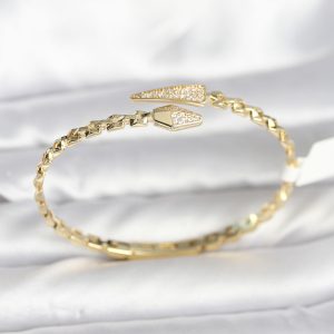 Yılan Model Pirinç Gold Renk Kadın Kelepçe Bileklik
