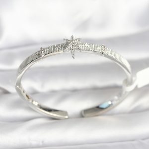 Pirinç Gümüş Renk Kutup Yıldızı Model Kadın Kelepçe Bileklik