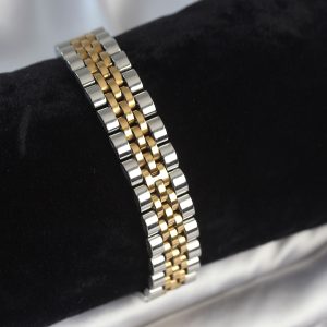 316L Çelik 12 mm Kalınlıkta Gold ve Gümüş Renkli Erkek Bileklik
