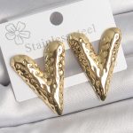 316 Çelik Gold Renk İşlemeli Kalp Model Kadın Küpe