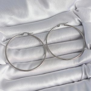 316 Çelik Gümüş Renk 53 mm Halka Model Kadın Küpe