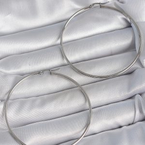 316 Çelik Gümüş Renk 63 mm Halka Model Kadın Küpe