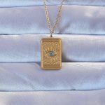 316L Altın Renk İşlemeli Nazarlı Göz Model Vintage Kolye