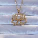 316L Altın Renk Lotus Kolye