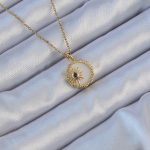 316L Çelik Altın Renk Zirkon Taşlı Mineli Kutup Yıldızı Kolye