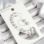 316L Çelik Dikdörtgen Figürlü Ve Zirkon Taşlı Gümüş Renk 7'li Çift Kadın Küpe Set