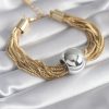 316L Çelik Gold Çoklu Zincir Renk Gümüş Renk Top Model Kadın Bileklik