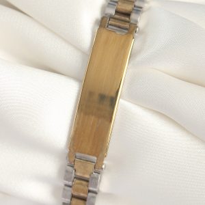 316L Çelik Gold Gümüş Renk Zincir Künye Model Erkek Bileklik