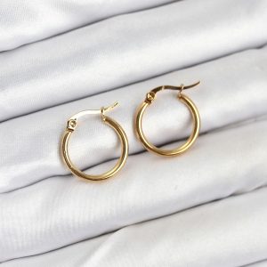 316L Çelik Gold Renk 15 mm Halka Kadın Küpe