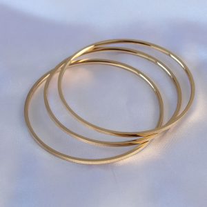 316L Çelik Gold Renk 3'lü Ajda Model Kadın 60 mm Bilezik