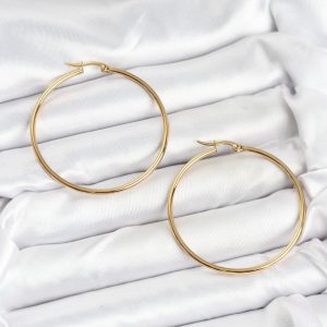 316L Çelik Gold Renk 45 mm Halka Kadın Küpe