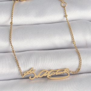 316L Çelik Gold Renk Atatürk İmza Model Kadın Bileklik