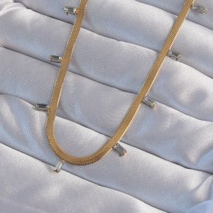 316L Çelik Gold Renk Baget Taşlı İtalyan Zincir Kolye