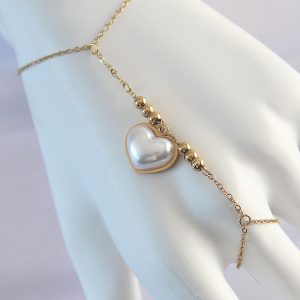 316L Çelik Gold Renk Beyaz Bubble Kalp Tasarımlı Şahmeran