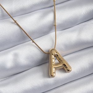 316L Çelik Gold Renk Bubble "A" Harf Model Kadın Kolye