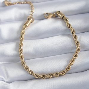 316L Çelik Gold Renk Burgu Model Kadın Bileklik