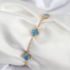 316L Çelik Gold Renk Buz Mavisi Baby Boy Yonca Kadın Bileklik