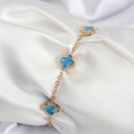 316L Çelik Gold Renk Buz Mavisi Baby Boy Yonca Kadın Bileklik