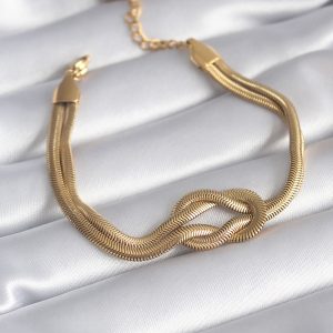 316L Çelik Gold Renk İtalyan Zincir Düğüm Model Kadın Bileklik