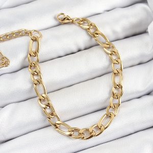 316L Çelik Gold Renk Kalın Zincir Erkek Bileklik