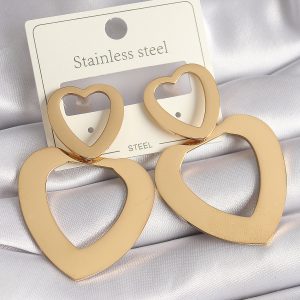 316L Çelik Gold Renk Kalp Model Kadın Küpe