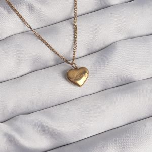 316L Çelik Gold Renk Kalp Model Love Kolye