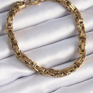 316L Çelik Gold Renk Kral Zincir Model Erkek Bileklik