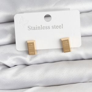 316L Çelik Gold Renk Külçe Altın Model Kadın Küpe