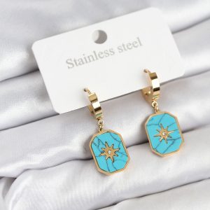 316L Çelik Gold Renk Kutup Yıldızı Model Kadın Küpe