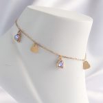 316L Çelik Gold Renk Minimal Renkli Zirkon Taşlı Kalp Halhal