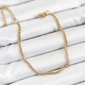 316L Çelik Gold Renk Örgü Burgu Zincir Erkek Bileklik