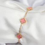 316L Çelik Gold Renk Pembe Baby Boy Yonca Kadın Bileklik