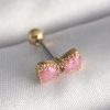 316L Çelik Gold Renk Pembe Fiyonk Model Tragus Piercing