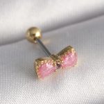 316L Çelik Gold Renk Pembe Fiyonk Model Tragus Piercing
