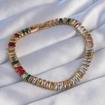 316L Çelik Gold Renk Renkli Su Yolu Tasarımlı Bileklik