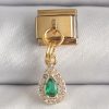 316L Çelik Gold Renk Sallantı Damla Yeşil Zirkon Taşlı Nomination Charm