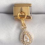 316L Çelik Gold Renk Sallantı Damla Zirkon Taşlı Nomination Charm