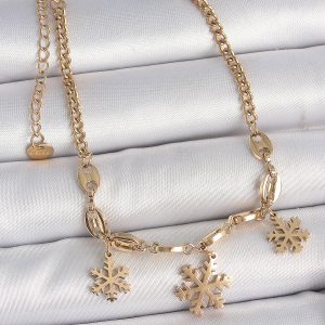 316L Çelik Gold Renk Sallantı Kar Tanesi Model Kadın Bileklik