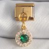 316L Çelik Gold Renk Sallantı Yeşil Zirkon Taşlı Nomination Charm