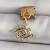 316L Çelik Gold Renk Sallantı Zirkon Taşlı Göz Model Nomination Charm
