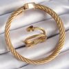 316L Çelik Gold Renk Sarmal Model Erkek Bileklik Yüzük Kombini