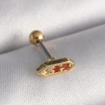 316L Çelik Gold Renk Turuncu Zirkon Taşlı Tragus Piercing