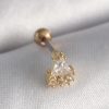 316L Çelik Gold Renk Üçgen Zirkon Taşlı Tragus Piercing