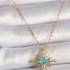 316L Çelik Gold Renk Zincir Mavi Taş Detaylı Kuzey Yıldız Model Kadın Kolye