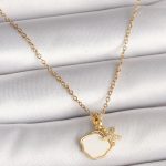 316L Çelik Gold Renk Zincir Sallantı Beyaz Mineli Deniz Kabuğu Zirkon Taşlı Deniz Yıldızı Figür Kadın Kolye