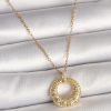 316L Çelik Gold Renk Zincir Zirkon Taş İşlemeli Daire Model Kadın Kolye