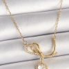 316L Çelik Gold Renk Zincir Zirkon Taşlı Düğüm Sallantı Kalp Model Kadın Kolye