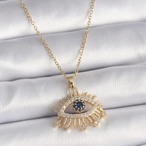 316L Çelik Gold Renk Zincir Zirkon Taşlı Göz Model Kadın Yüzük